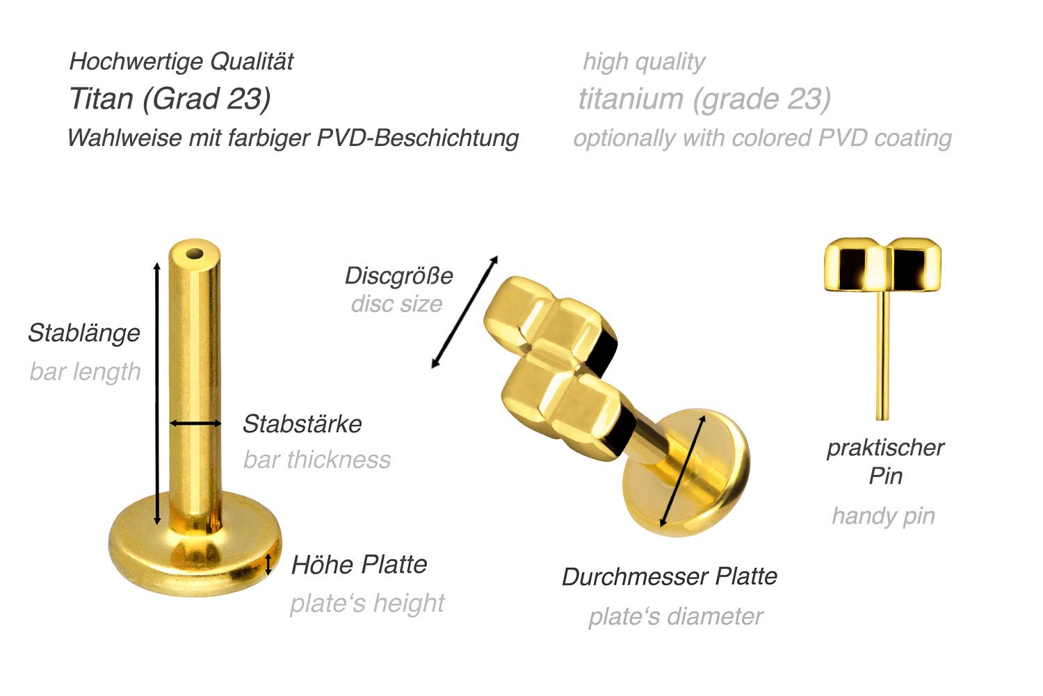 Titanium labret with push fit Z-FORM