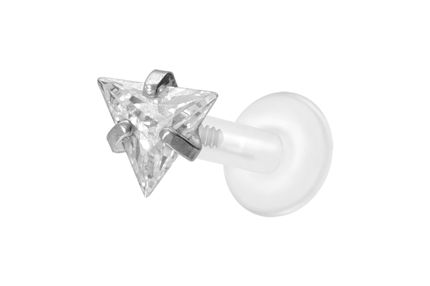 PTFE labret with internal thread + titanium attachment SET CRYSTAL TRIANGLE