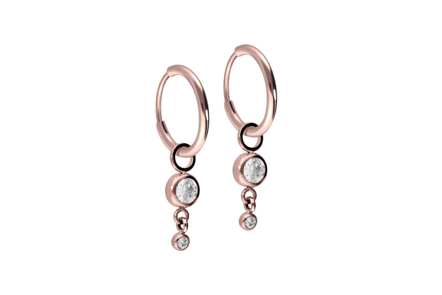 Titanium ear clicker creoles 2 ROUND CRYSTALS