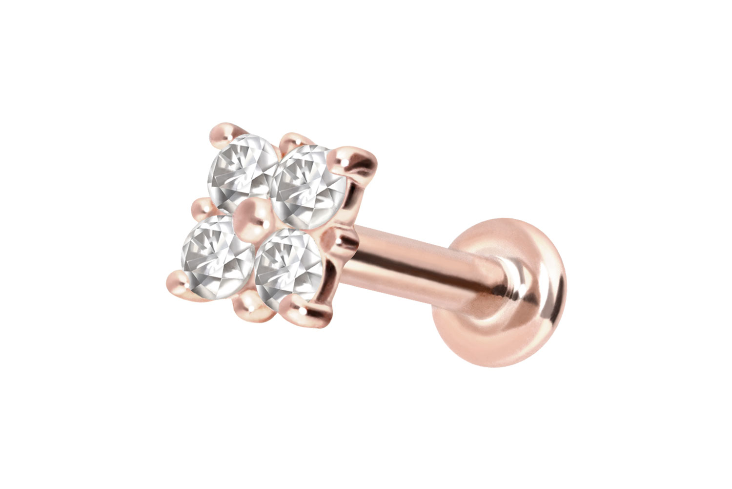 14 Karat Gold Labret mit Push Fit MOISSANIT-QUADRAT