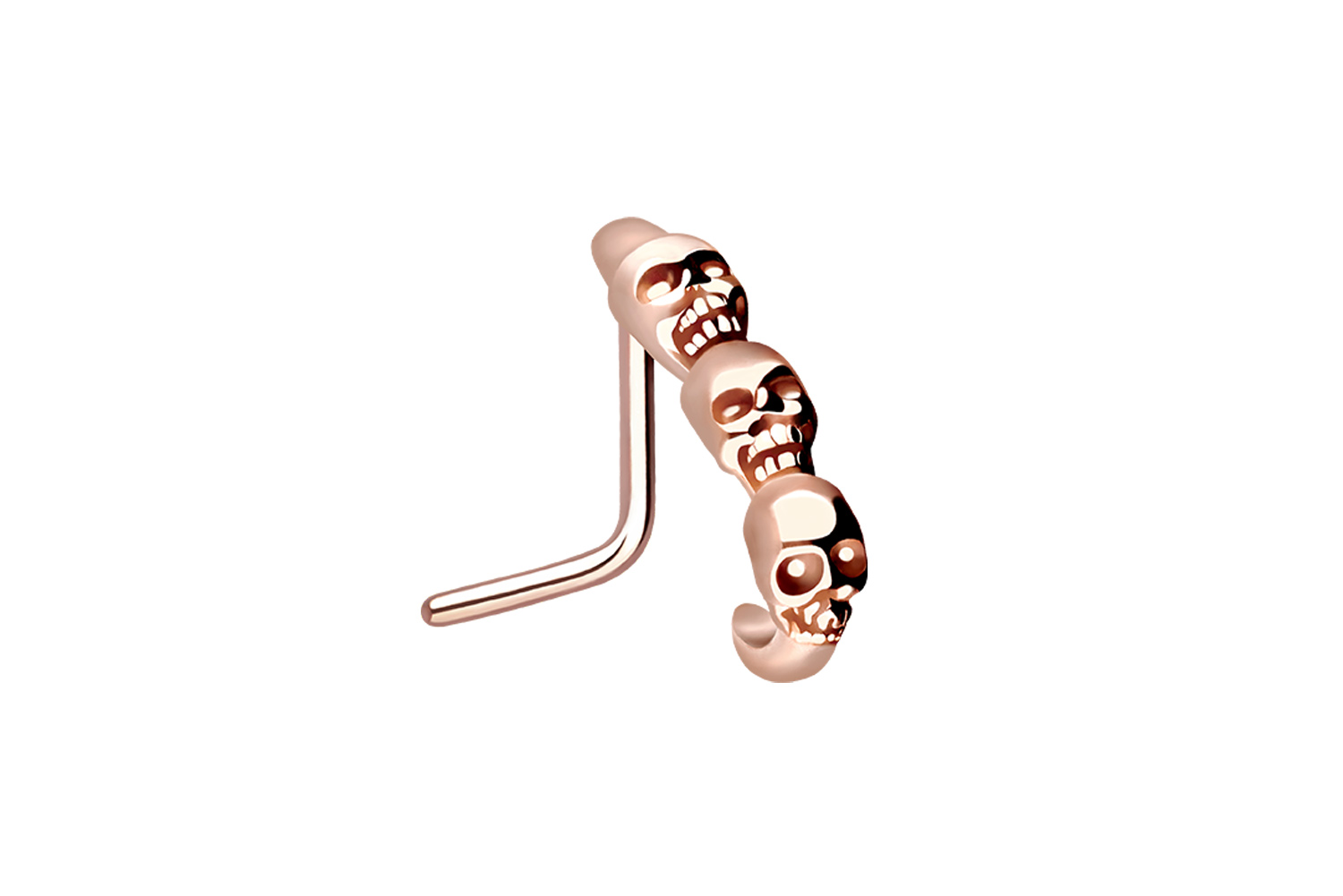 Surgical steel nose stud THREE SKULLS