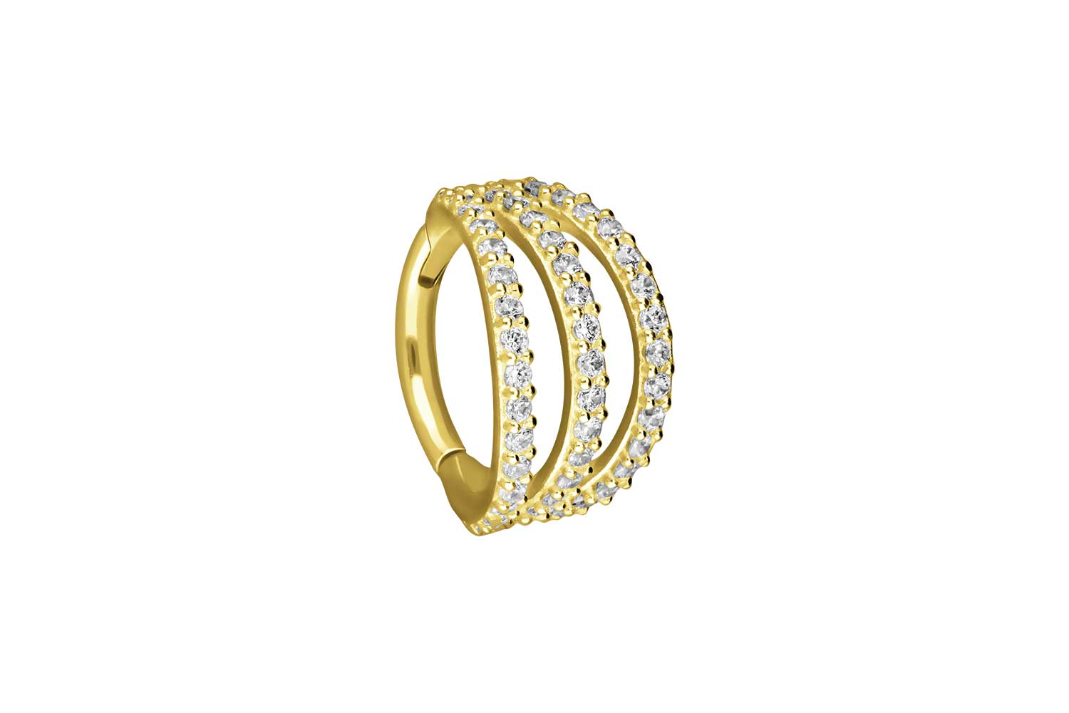 18 Karat Gold Segmentring Clicker 3 RINGE + EINGEFASSTE KRISTALLE