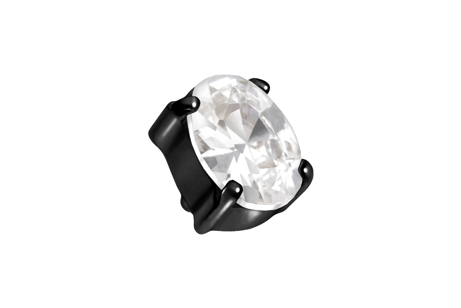 Titanium screw-in attachment with external thread SETTED CRYSTAL OVAL