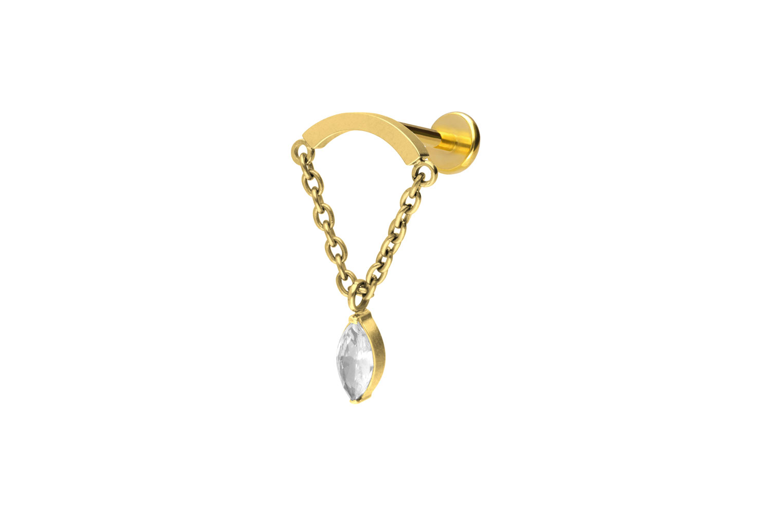 Titan Labret mit Innengewinde BOGEN + KETTE + KRISTALLTROPFEN