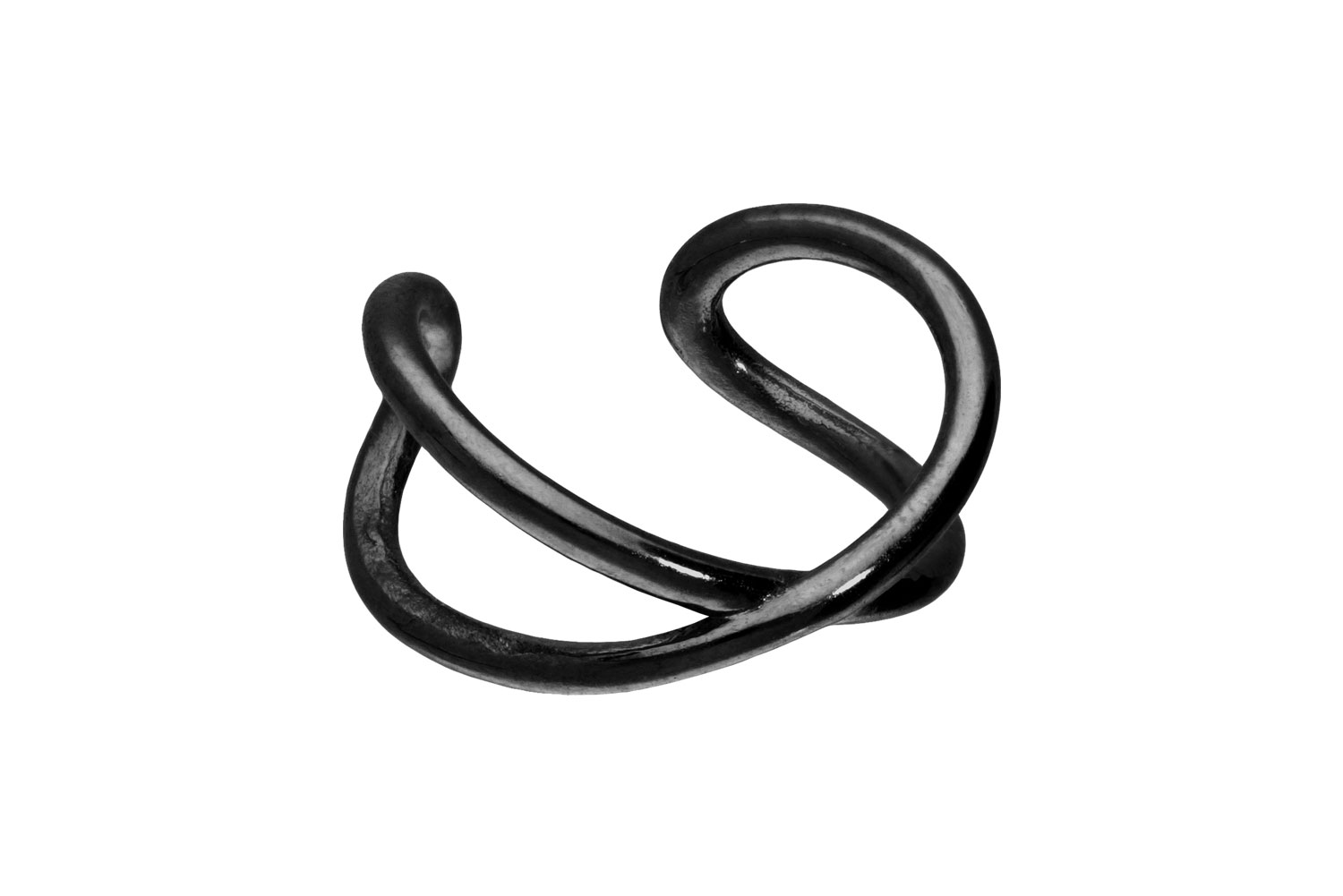 Surgical steel fake ear cuff 2 RING CROSSED