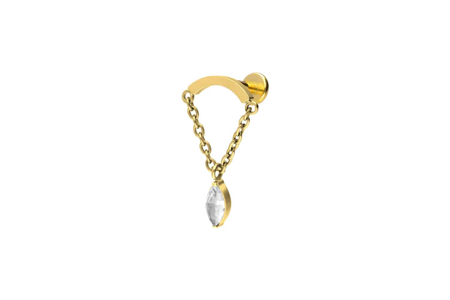 Titanium labret with push fit ARCH + CHAIN + CRYSTAL DROP