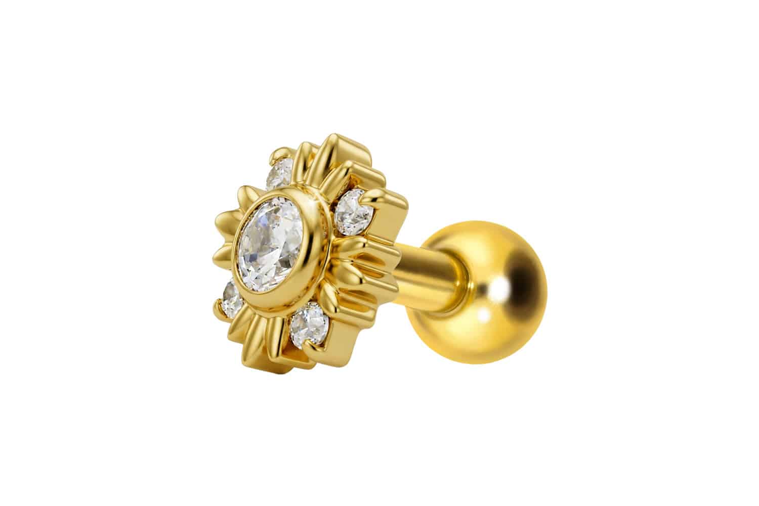 Titanium ear piercing with internal thread CRYSTAL SUN