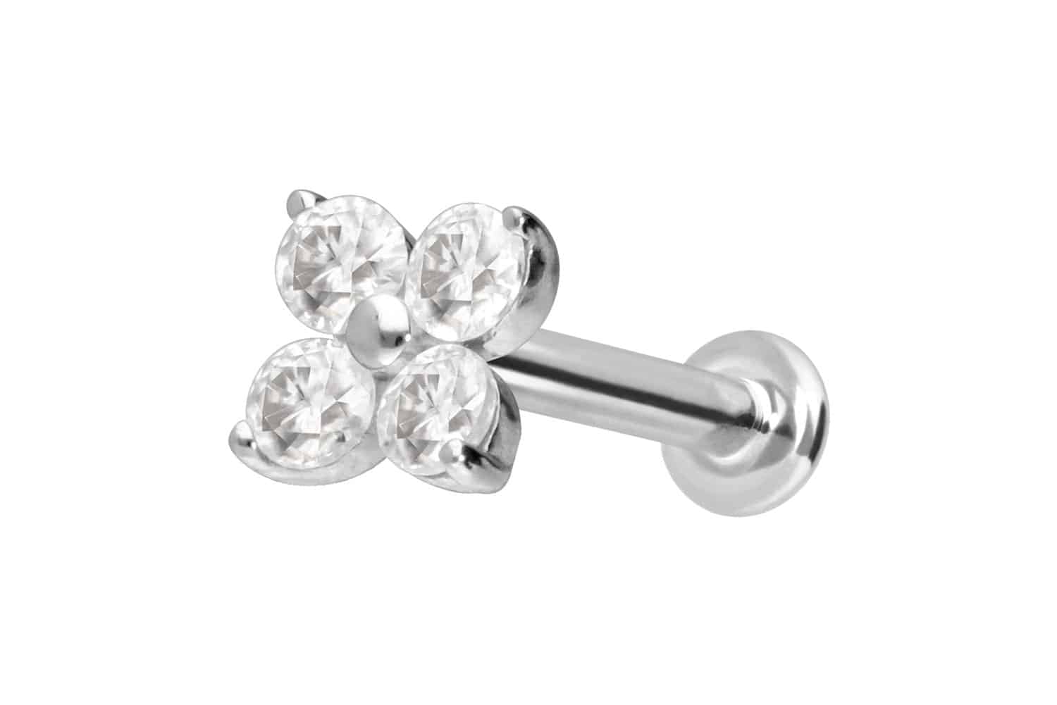 14 carat labret with internal thread MOISSANITE FLOWER