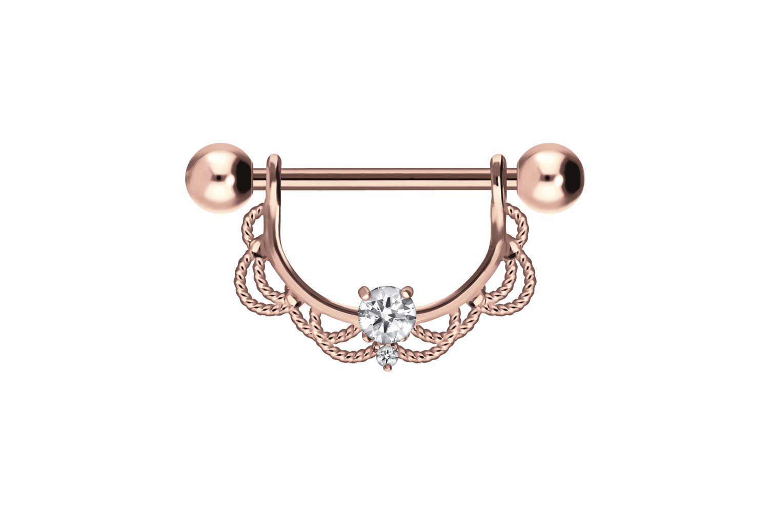 Chirurgenstahl Nippelpiercing ORIENTALISCHES DESIGN + KRISTALL