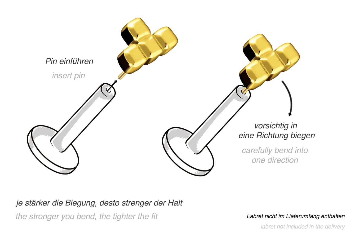 Titanium attachment with push pin T-FORM