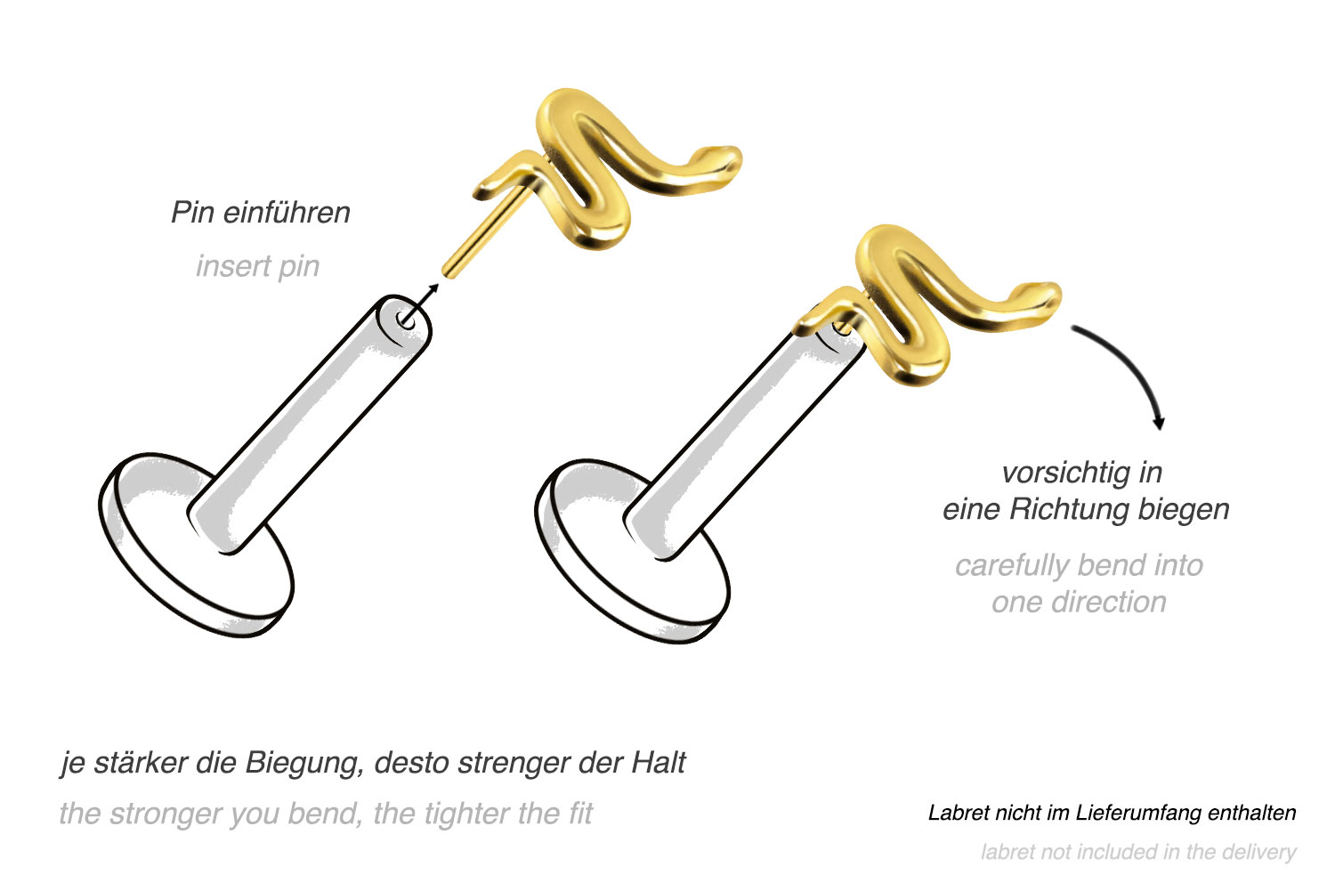 Titanium attachment with push pin SNAKE