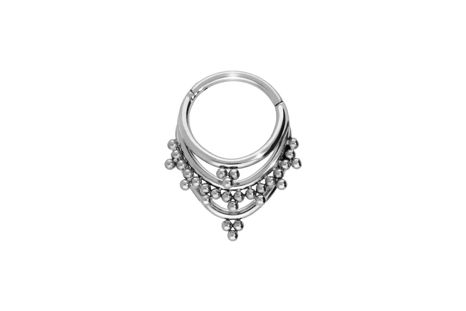 Titanium segment ring clicker 3 RINGS + SPHERICAL TRIANGLES