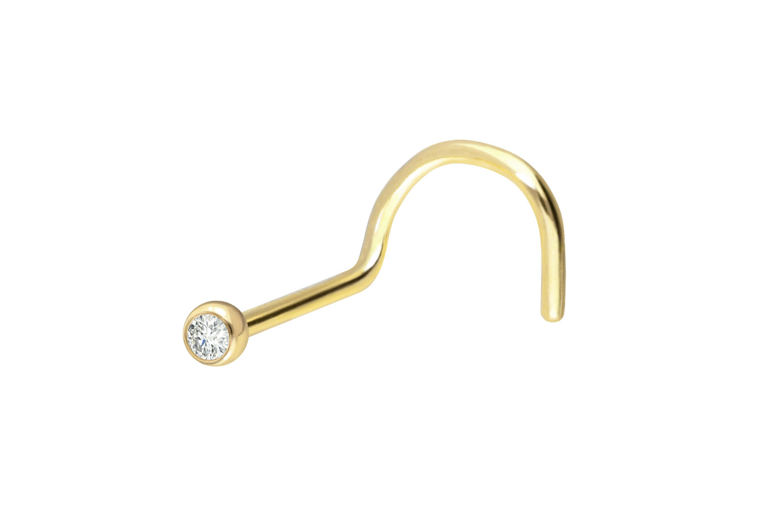 18 carat gold nose stud spiral DIAMOND