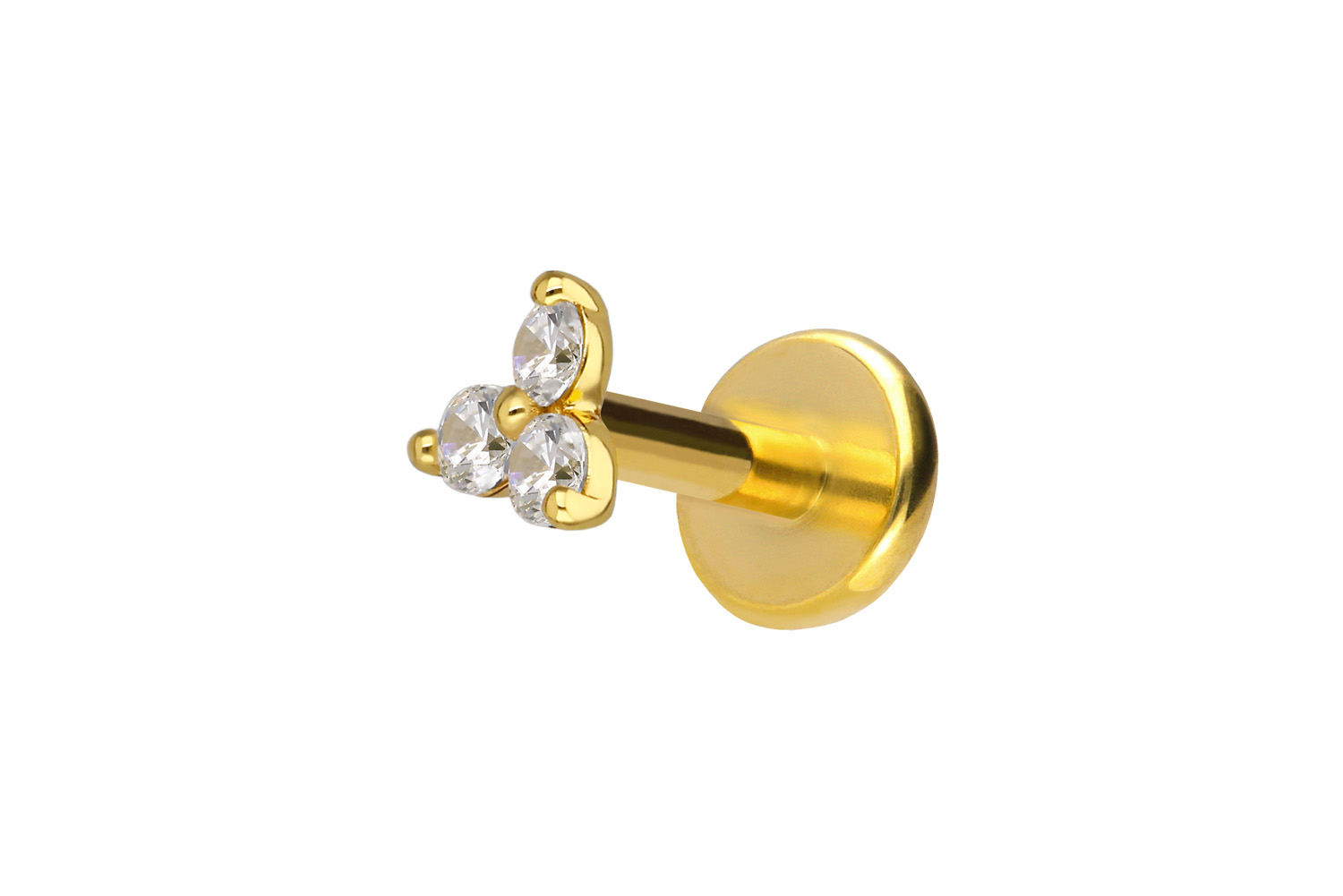 Titanium labret with internal thread + 925 silver attachment MOISSANITE FLOWER