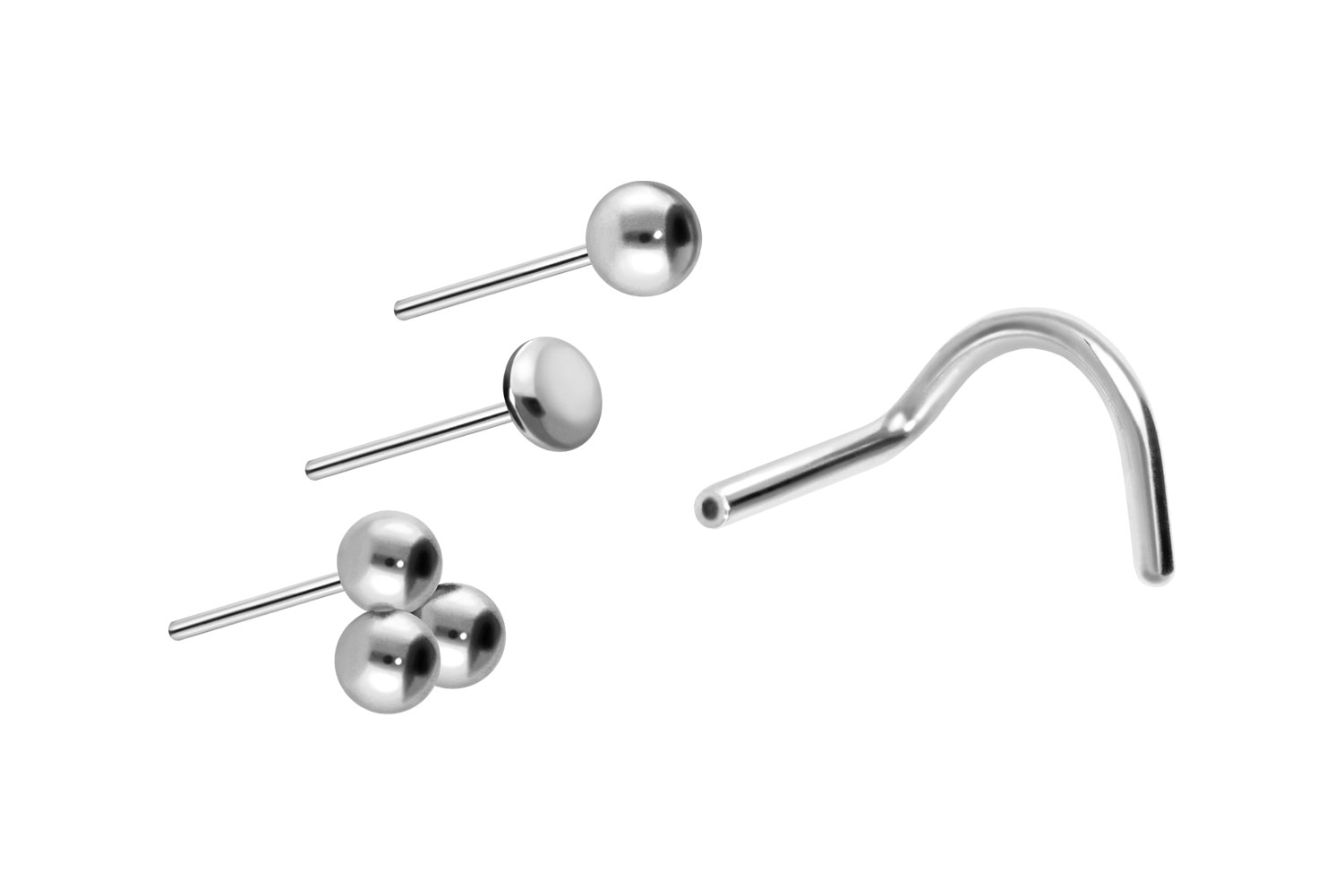 Titanium nose stud spiral with push fit ATTACHMENT MIX