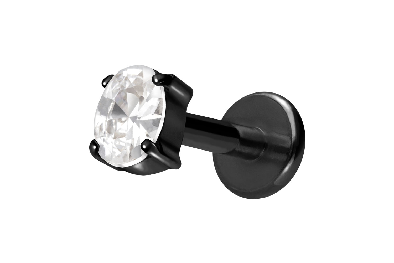 Titanium labret with internal thread SETTED CRYSTAL OVAL