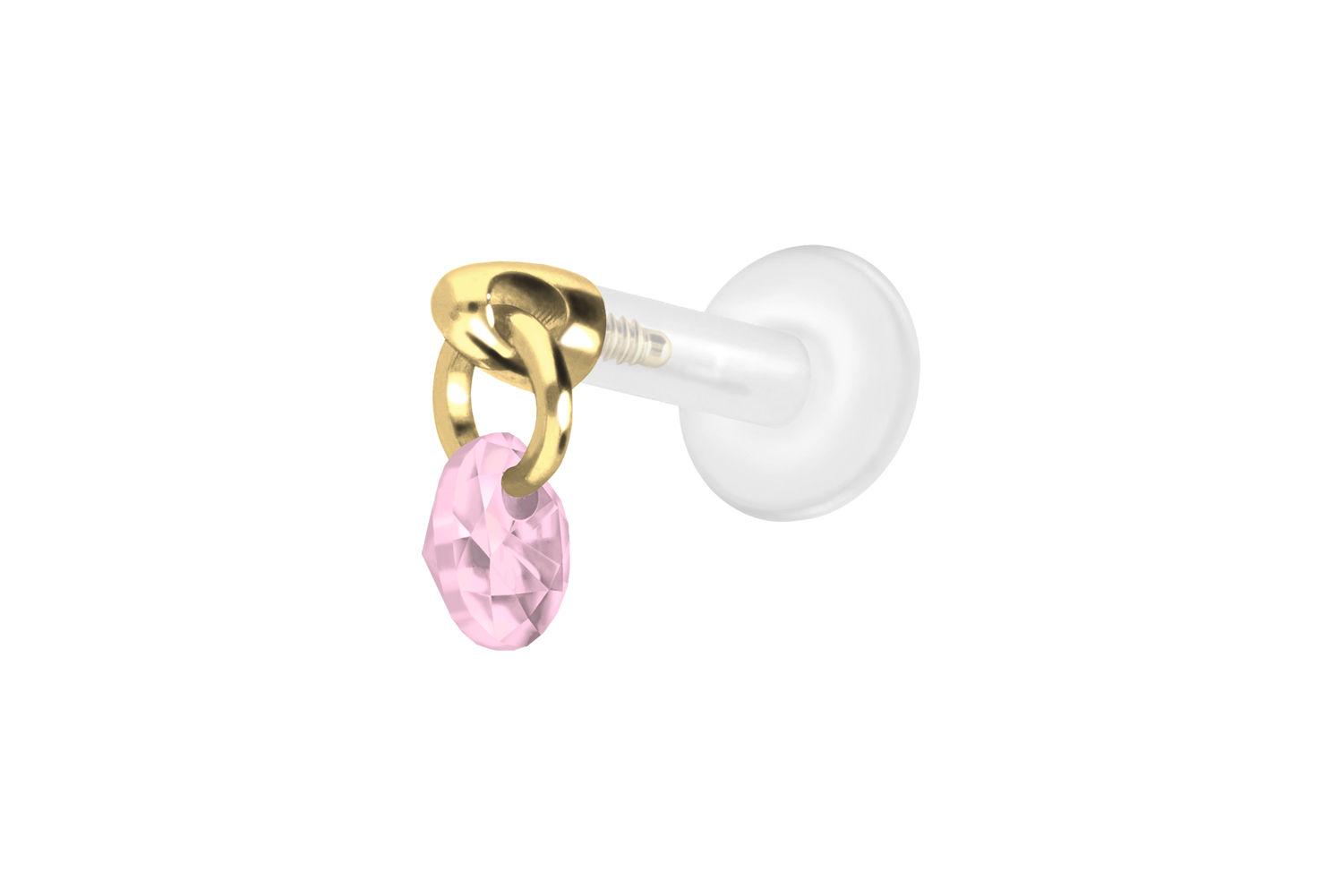 PTFE Labret mit Innengewinde + Titan-Aufsatz RUNDER KRISTALL