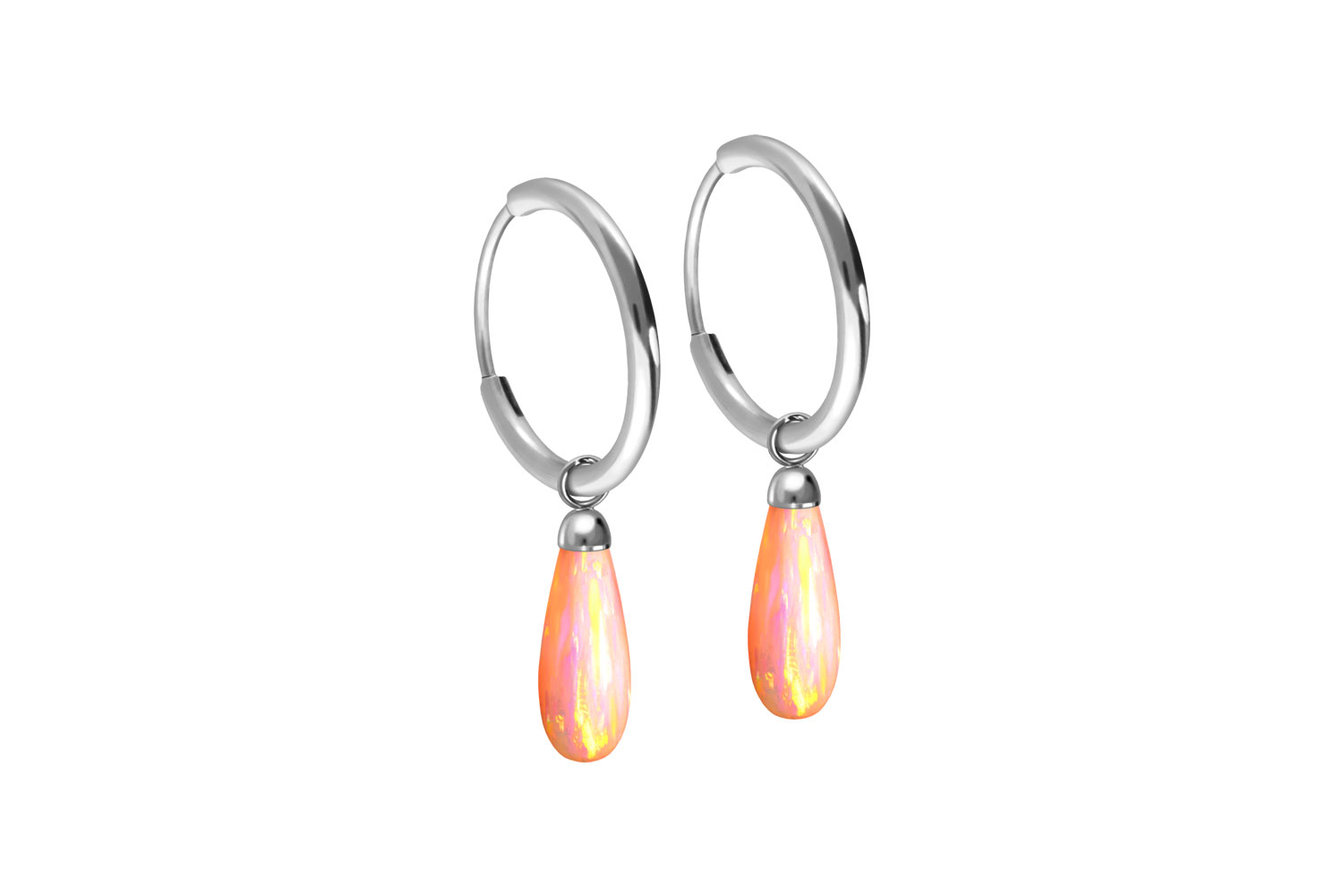 Titanium ear clicker creoles SYNTHETIC OPAL DROP