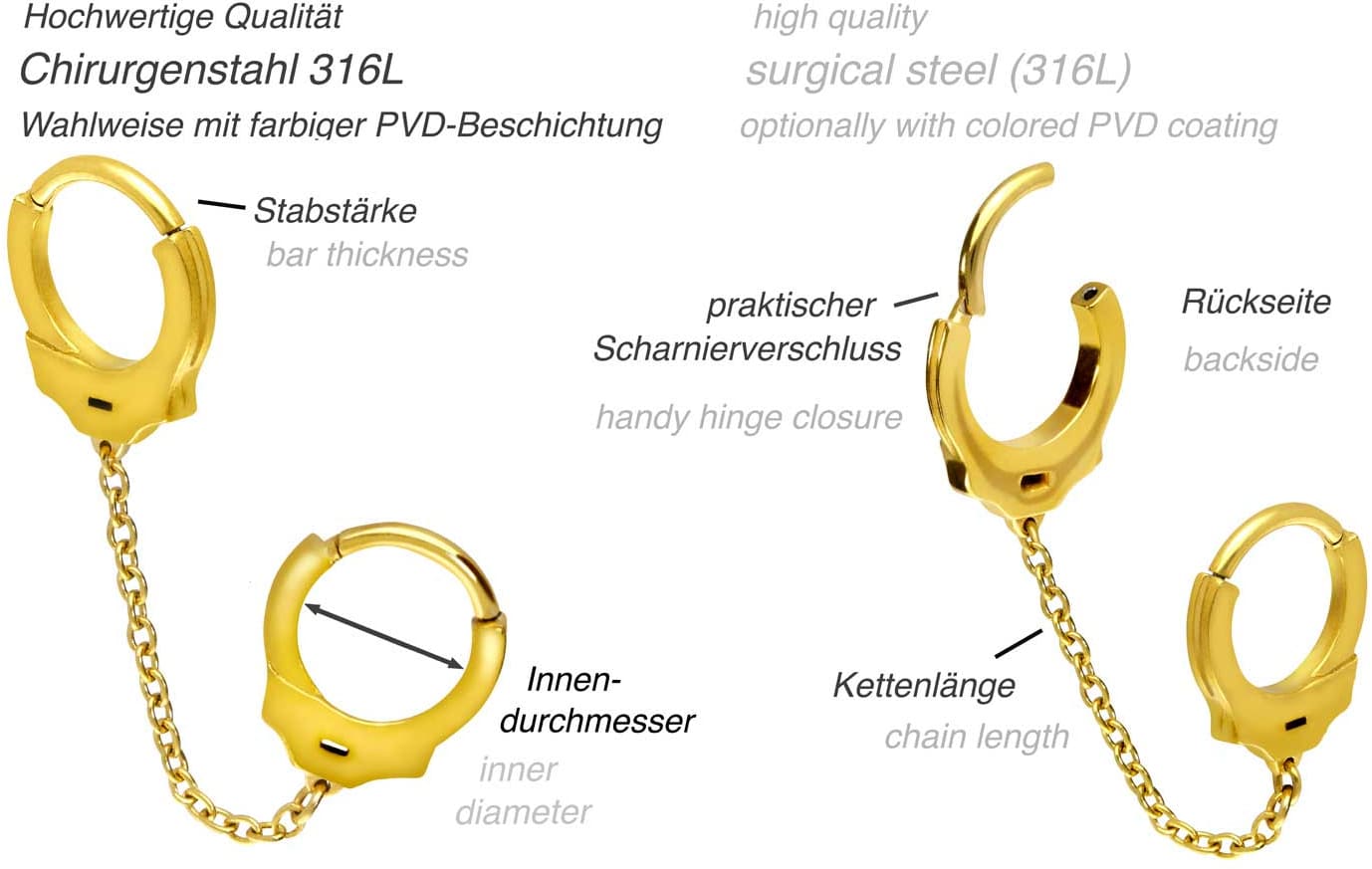 Surgical steel segment ring clicker HANDCUFFS