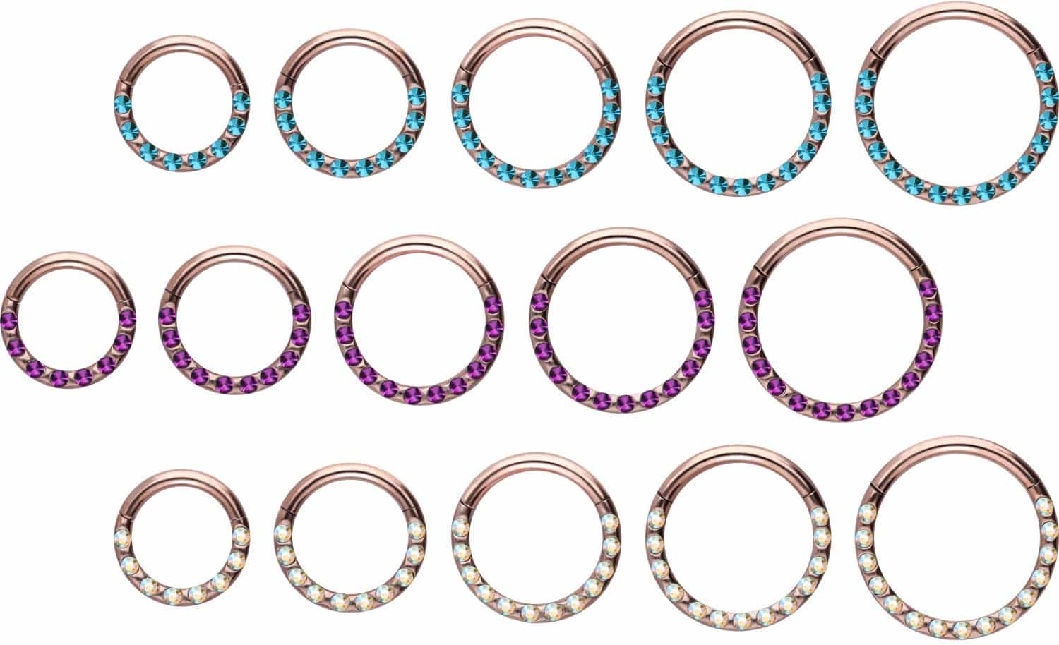 Surgical steel segment ring clicker CRYSTALS + EPOXY ++SALE++