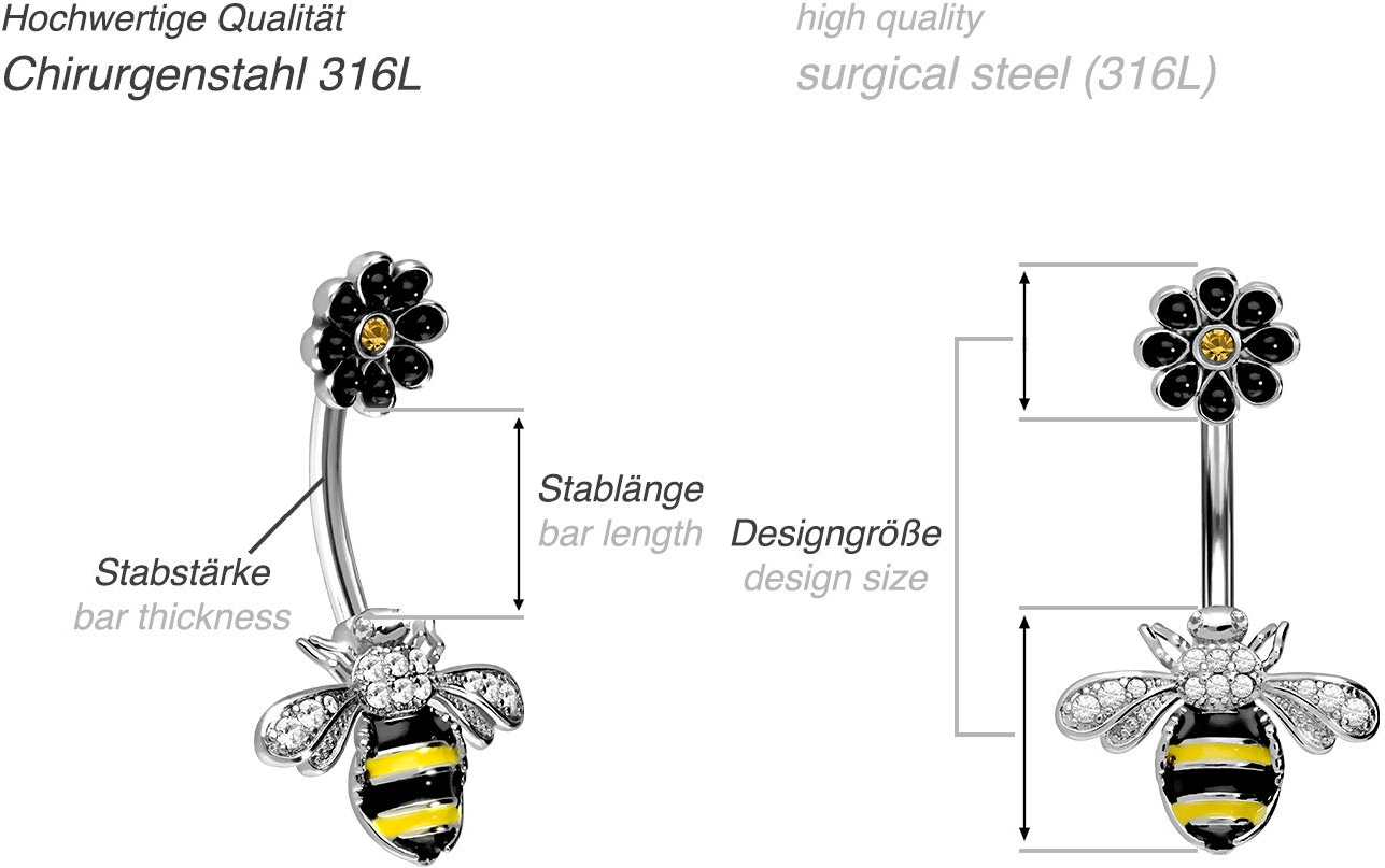 Surgical steel bananabell with brass design BEE + FLOWER ++SALE++