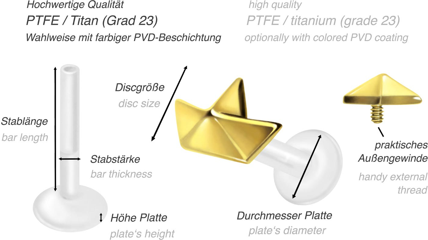 PTFE Labret mit Innengewinde + Titan-Aufsatz SEGELBOOT