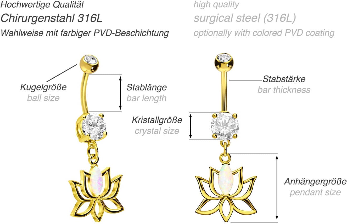 Chirurgenstahl Bananabell Brass-Design LOTUSBLÜTE + SYNTHETISCHER OPAL ++SALE++