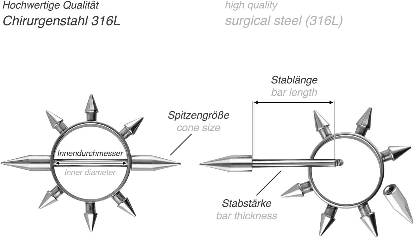 Surgical steel nipple ring CONES