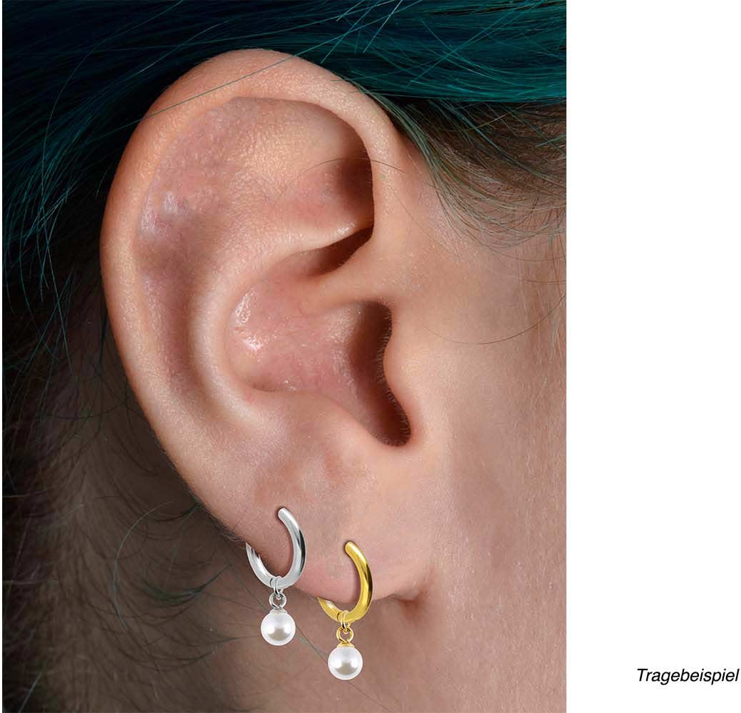 Surgical steel ear clicker creoles SYNTHETIC PEARL