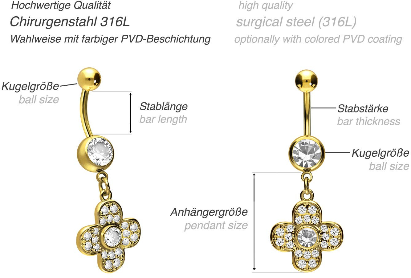 Chirurgenstahl Bananabell mit Brass-Design KLEEBLATT ++SALE++