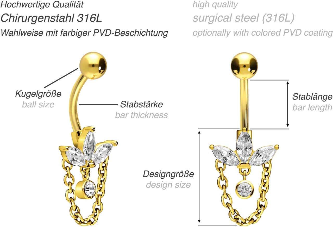 Surgical steel bananabell with brass design LOTUS BLOSSOM + CHAIN ++SALE++