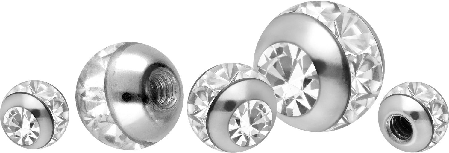 Titanium screw-in ball EPOXY RING + CRYSTAL