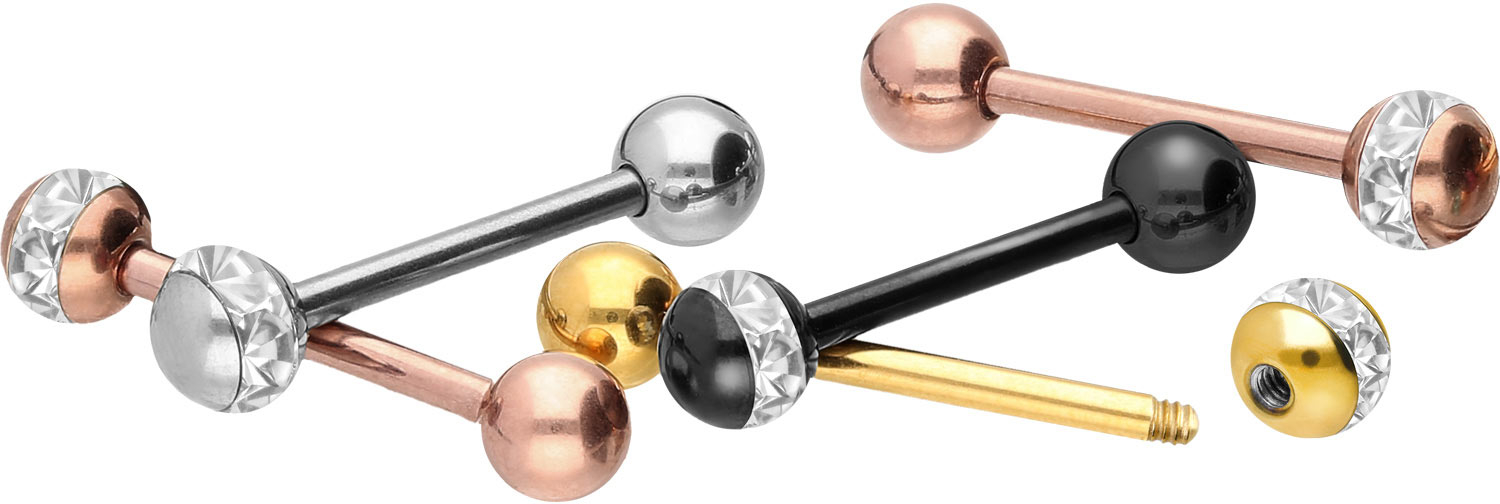 Surgical steel barbell EPOXY RING + SURGICAL STEEL BALL