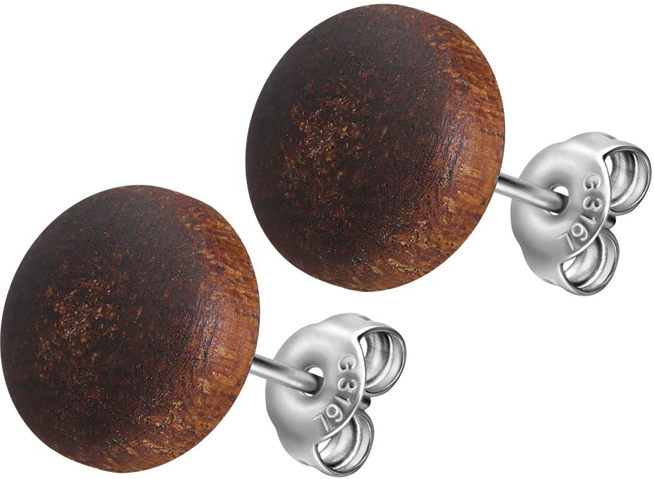 Surgical steel ear studs WOOD DISC
