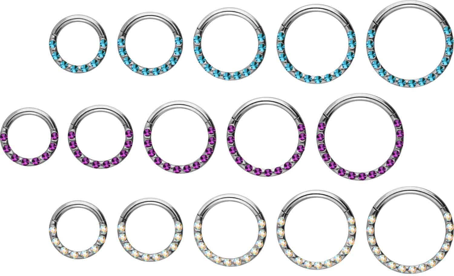 Surgical steel segment ring clicker CRYSTALS + EPOXY ++SALE++