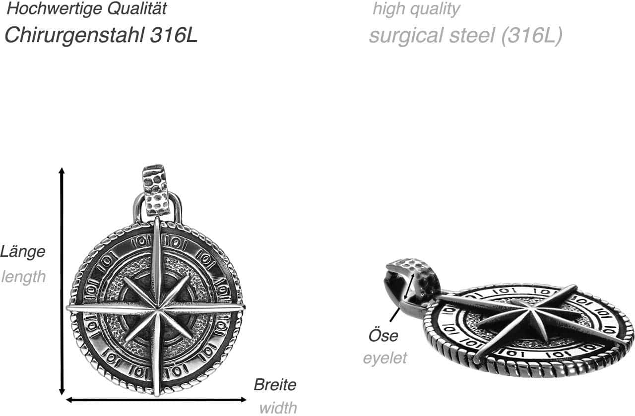 Surgical steel pendant COMPASS