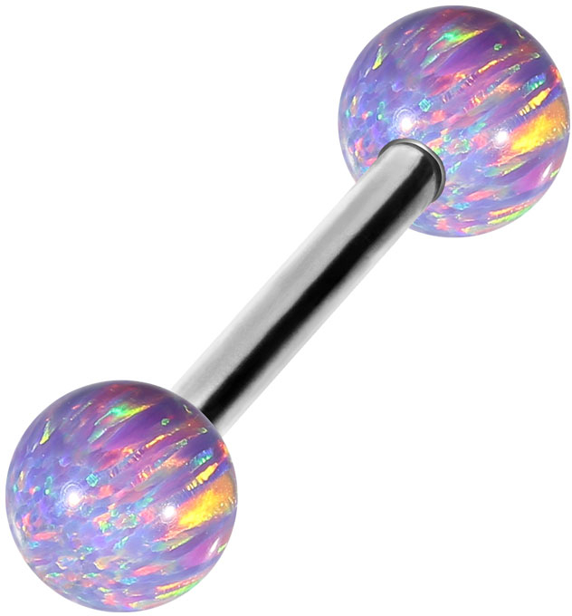 Surgical steel barbell SYNTHETIC OPALS