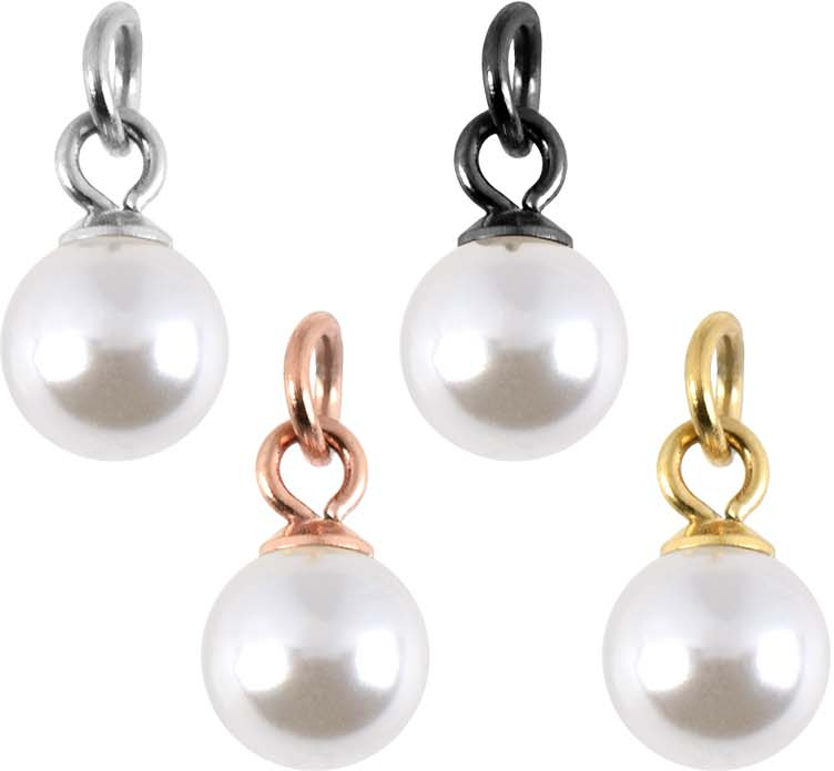 Surgical steel pendant for clickers SYNTHETIC PEARL