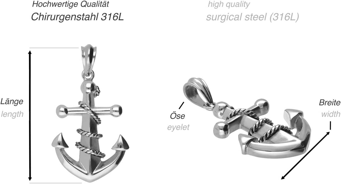 Surgical steel pendant ANCHOR