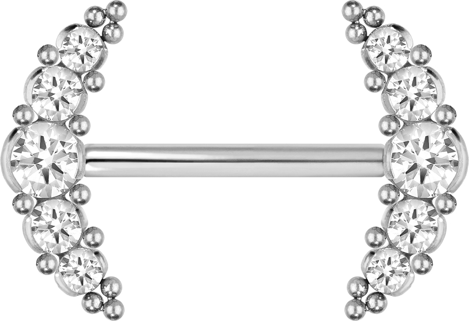 Titanium barbell with push fit 5 CRYSTALS + BALLS