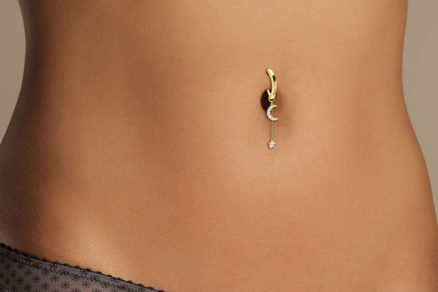 18 carat gold pendant for clickers CRYSTAL MOON + CRYSTAL STAR