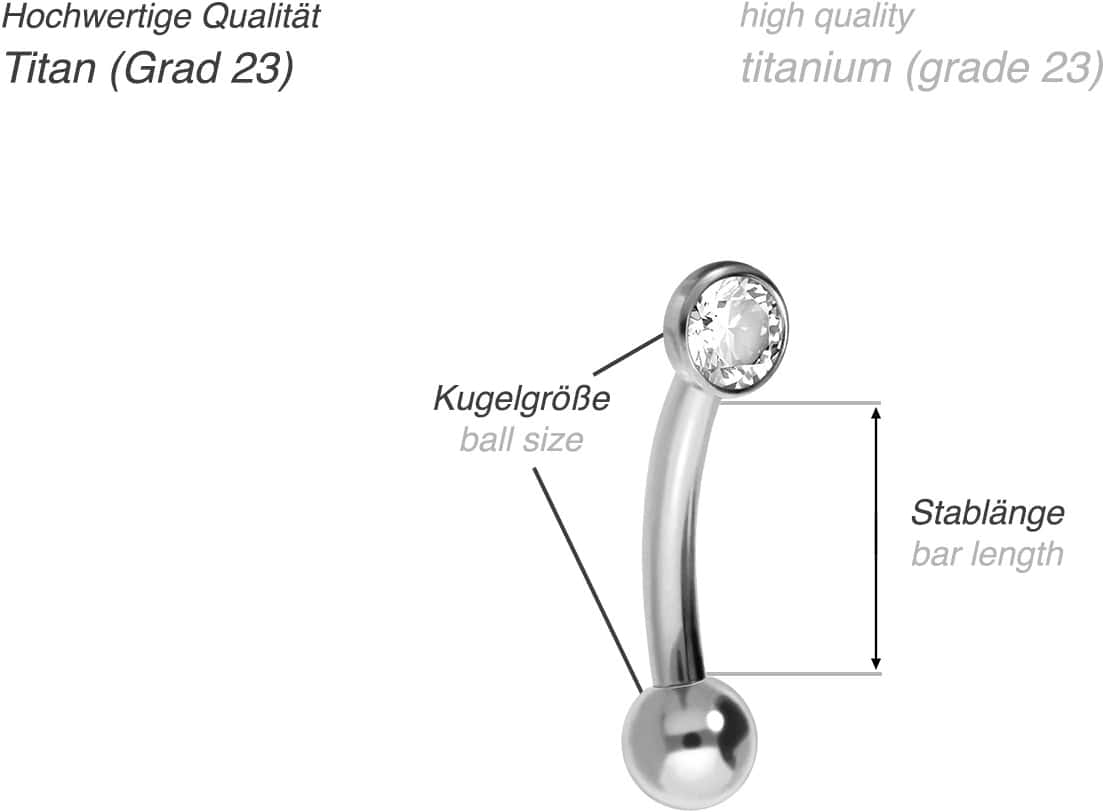 Titan Mini Augenbrauen-Banane KRISTALL - 1,2 mm ++SALE++