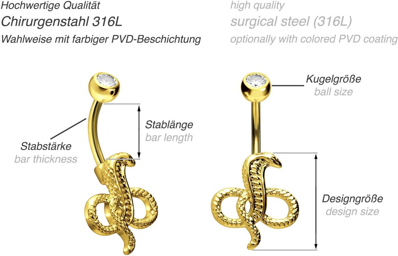 Surgical steel bananabell with brass design COBRA ++SALE++