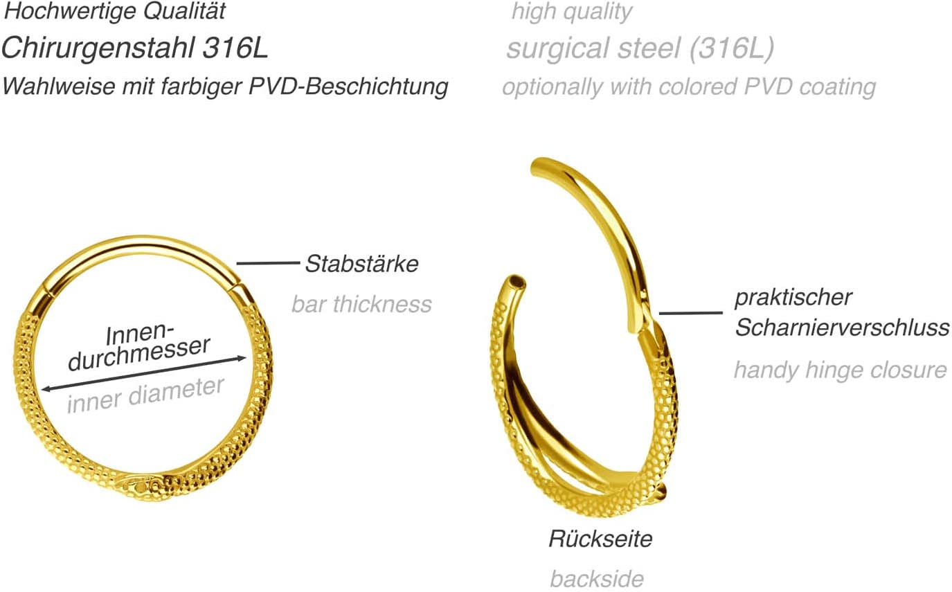 Surgical steel segment ring clicker SNAKE