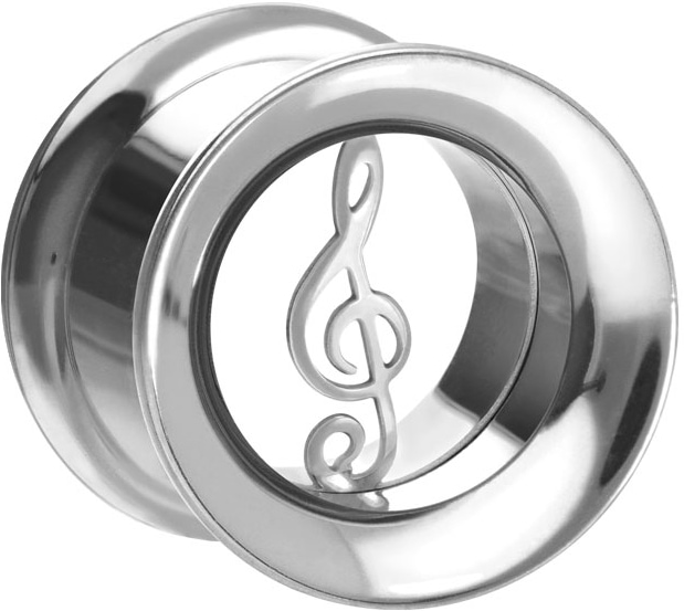 Surgical steel BYO double flared tunnel incl. inlay CLEF ++SALE++