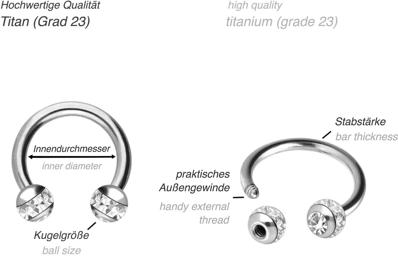 Titan Hufeisenring EPOXY-RING-KUGELN + KRISTALLE