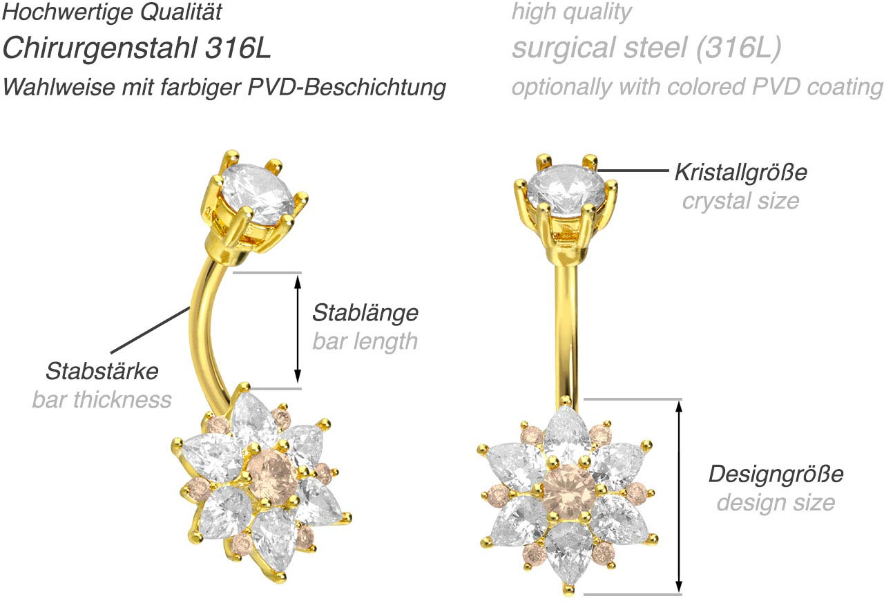 Surgical steel bananabell CRYSTAL FLOWER