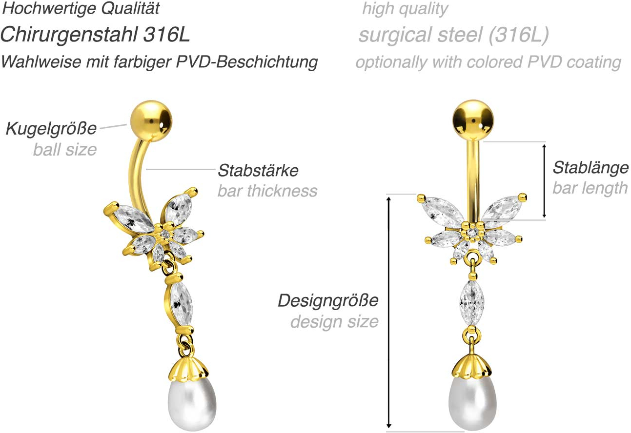 Chirurgenstahl Bananabell Brass-Design SCHMETTERLING+SYNTHETISCHE PERLE ++SALE++
