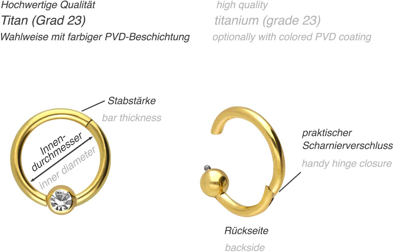 Titanium segment ring clicker CRYSTAL ++SALE++