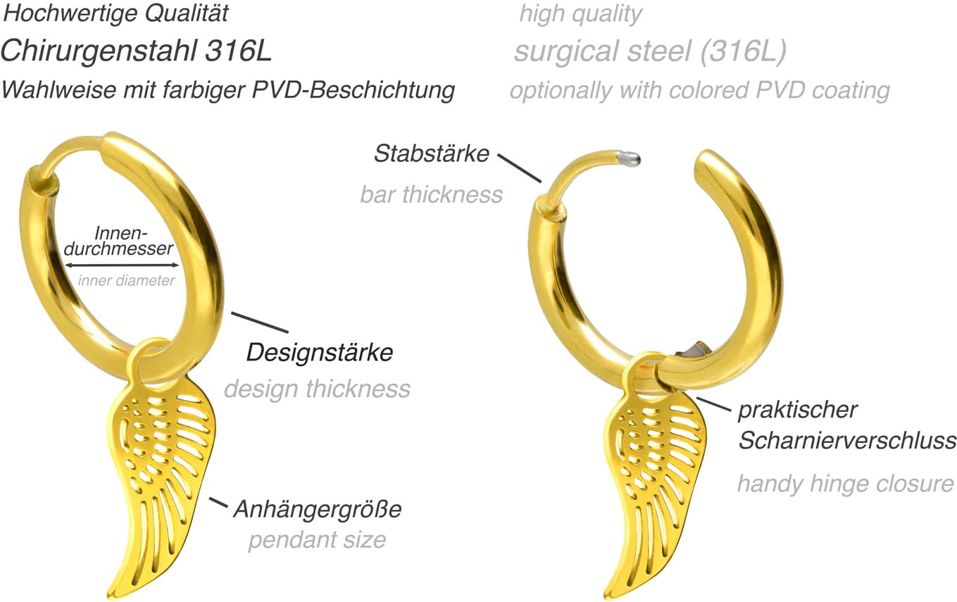 Surgical steel ear clickers creoles WING